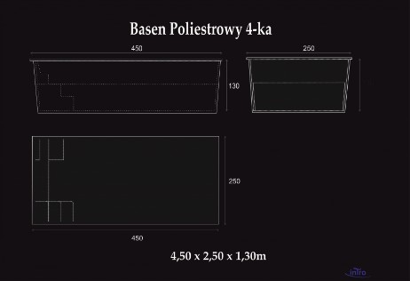 Rysunek techniczny z wymiarami basenu 4,5m