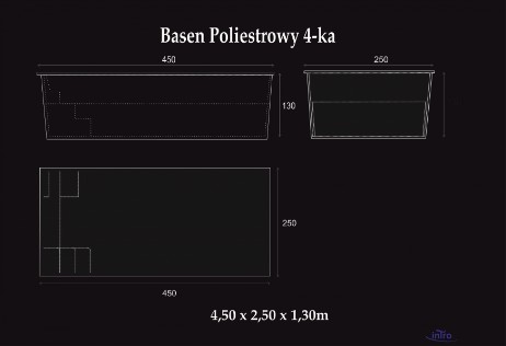 Rysunek techniczny z wymiarami basenu 4,5m