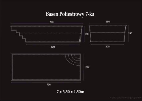 Rysunek techniczny basenu poliestrowego 7m