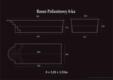 Techniczny rys basen 8m